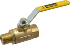 Parker - 1/2" Pipe, Brass Standard Ball Valve - 2 Piece, Inline - One Way Flow, MNPT x FNPT Ends, Lever Handle, 600 WOG, 150 WSP - Caliber Tooling