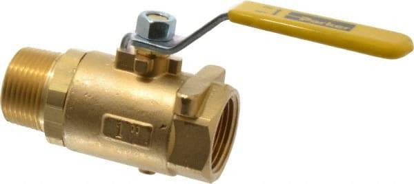 Parker - 1" Pipe, Brass Standard Ball Valve - 2 Piece, Inline - One Way Flow, MNPT x FNPT Ends, Lever Handle, 600 WOG, 150 WSP - Caliber Tooling