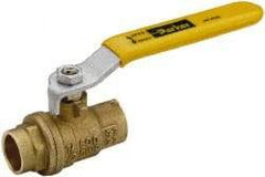 Parker - 1" Pipe, Brass Standard Ball Valve - 2 Piece, Inline - One Way Flow, Soldered x Soldered Ends, Lever Handle, 600 WOG, 150 WSP - Caliber Tooling