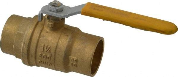 Parker - 1-1/4" Pipe, Brass Standard Ball Valve - 2 Piece, Inline - One Way Flow, Soldered x Soldered Ends, Lever Handle, 600 WOG, 150 WSP - Caliber Tooling