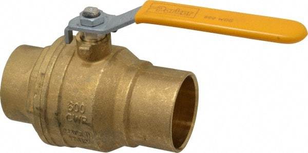 Parker - 2" Pipe, Brass Standard Ball Valve - 2 Piece, Inline - One Way Flow, Soldered x Soldered Ends, Lever Handle, 600 WOG, 150 WSP - Caliber Tooling