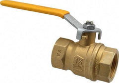 Parker - 1-1/4" Pipe, Brass Standard Ball Valve - 2 Piece, Inline - One Way Flow, FNPT x FNPT Ends, Lever Handle, 600 WOG, 150 WSP - Caliber Tooling