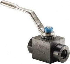 Parker - 3/8" Pipe, Carbon Steel Standard Ball Valve - 2 Piece, Inline - One Way Flow, SAE x SAE Ends, Lever Handle, 6,000 WOG, 150 WSP - Caliber Tooling