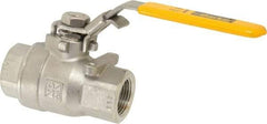 Parker - 3/4" Pipe, Full Port, Stainless Steel Standard Ball Valve - 2 Piece, Inline - One Way Flow, FNPT x FNPT Ends, Padlock Handle, 2,000 WOG, 150 WSP - Caliber Tooling