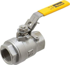 Parker - 1" Pipe, Full Port, Stainless Steel Standard Ball Valve - 2 Piece, Inline - One Way Flow, FNPT x FNPT Ends, Padlock Handle, 2,000 WOG, 150 WSP - Caliber Tooling