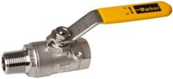 Parker - 1/2" Pipe, Full Port, Stainless Steel Standard Ball Valve - 2 Piece, Inline - One Way Flow, MNPT x FNPT Ends, Lever Handle, 2,000 WOG, 150 WSP - Caliber Tooling