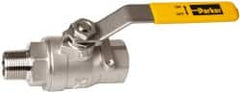 Parker - 3/4" Pipe, Full Port, Stainless Steel Standard Ball Valve - 2 Piece, Inline - One Way Flow, MNPT x FNPT Ends, Lever Handle, 2,000 WOG, 150 WSP - Caliber Tooling