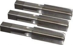 Interstate - 1-14 UNS, 4 Flute, Bottoming, Plug & Taper, Bright Finish, High Speed Steel Tap Set - Right Hand Cut, 5-1/8" OAL, 2-1/2" Thread Length - Caliber Tooling