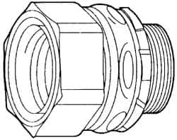 Cooper Crouse-Hinds - 0.55 to 0.65" Cable Capacity, Liquidtight, Straight Strain Relief Cord Grip - 1 NPT Thread, 1-3/4" Long, Steel - Caliber Tooling