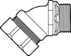 Cooper Crouse-Hinds - 1" Trade, Malleable Iron Threaded Angled Liquidtight Conduit Connector - Noninsulated - Caliber Tooling