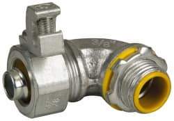 Cooper Crouse-Hinds - 3/8" Trade, Malleable Iron Threaded Angled Liquidtight Conduit Connector - Insulated - Caliber Tooling