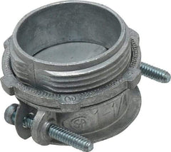 Cooper Crouse-Hinds - 1-1/4" Trade, Die Cast Zinc Squeeze Clamp Straight FMC Conduit Connector - Noninsulated - Caliber Tooling