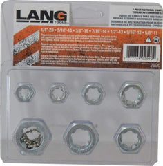 Lang - 1/4-20 to 5/8-11 UNC, Hex Die Set - 7 Piece Set - Exact Industrial Supply