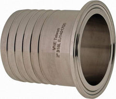 VNE - 2", Clamp Style, Sanitary Stainless Steel Pipe Rubber Hose Adapter - Tube OD Connection, Grade 316/316L - Caliber Tooling