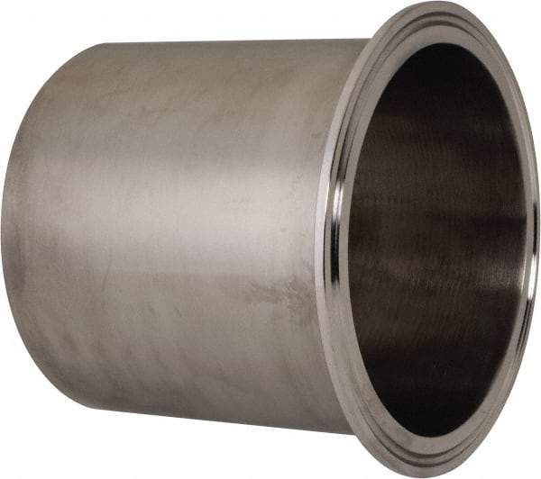 VNE - 4", Clamp Style, Sanitary Stainless Steel Pipe Long Tank Welding Ferrule - Tube OD Connection, Grade 304 - Caliber Tooling