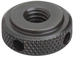 Jergens - 5/8-11" UNC Thread, Black Oxide Finish, Steel Round Knurled High Torque Check Nut - 7/16" Overall Height, 1-3/8" Head Diam, 1-1/8" Base Diam - Caliber Tooling