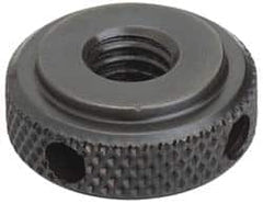 Jergens - 3/4-10" UNC Thread, Black Oxide Finish, Steel Round Knurled Check Nut - 9/16" Overall Height, 1-3/4" Head Diam, 1-1/2" Base Diam - Caliber Tooling