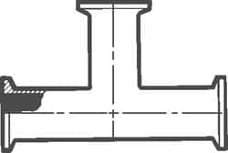 VNE - 2-1/2", Clamp Style, Sanitary Stainless Steel Pipe Tee - Tube OD Connection, Grade 316/316L - Caliber Tooling