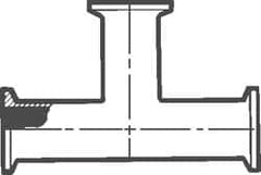 VNE - 2-1/2", Clamp Style, Sanitary Stainless Steel Pipe Tee - Tube OD Connection, Grade 316/316L - Caliber Tooling