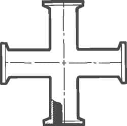 VNE - 2", Clamp Style, Sanitary Stainless Steel Pipe Cross - Tube OD Connection, Grade 304 - Caliber Tooling