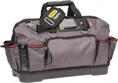 Stanley - 16 Pocket Black & Gray Polyester Tool Bag - 9-1/4" Wide x 19-1/4" Deep x 12-3/4" High - Caliber Tooling