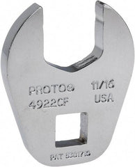 Proto - 11/16" 3/8" Drive Chrome Open End Crowfoot Wrench - 1.54" Head Diam x 1/4" Head Thickness - Caliber Tooling