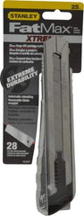 Stanley - Snap Utility Knife - 5-1/2" Blade, Die Cast Aluminum (Color) Aluminum Handle, 4 Blades Included - Caliber Tooling