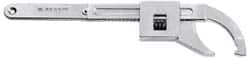 Facom - 1-3/16" to 7-7/8" Capacity, Satin Chrome Finish, Adjustable Hook Spanner Wrench - 14-3/8" OAL, 9/32" Hook Pin Height - Caliber Tooling