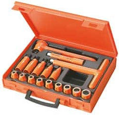 Facom - 17 Piece 1/2" Drive Socket Set - 12 Points, 8mm to 19mm Range, Metric Measurement Standard - Caliber Tooling