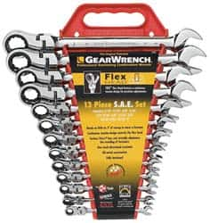 GearWrench - 13 Piece, 5/16" to 1", Combination Wrench Set - Inch Measurement Standard, Chrome Finish, Comes in Tray - Caliber Tooling