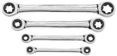 GearWrench - 4 Piece, E6 x E8 - E20 x E24mm, Ratcheting Box Wrench Set - External Torx Measurement Standard, Chrome Finish - Caliber Tooling