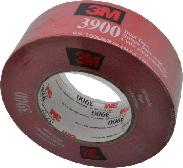 3M - 2" x 55m Red Duct Tape - 8.1 mil, Rubber Adhesive, Polyethylene Film Backing, 32 Lb/ln Tensile Strength, 200°F Max, Series 3900 - Caliber Tooling