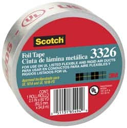 3M - 2-1/2" x 55m Silver Foil Tape - 4.4 mil, Acrylic Adhesive, Aluminum Foil Backing, -20°F to 250°F, Series 3326 - Caliber Tooling