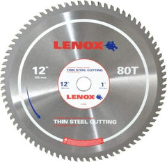 Lenox - 12" Diam, 1" Arbor Hole Diam, 80 Tooth Wet & Dry Cut Saw Blade - Titanium Carbide-Tipped, General Purpose Action, Standard Round Arbor - Caliber Tooling