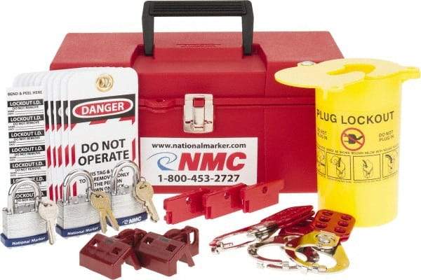 NMC - 40 Piece Electrical Lockout Kit - Keyed Differently, Comes in Tool Box - Caliber Tooling