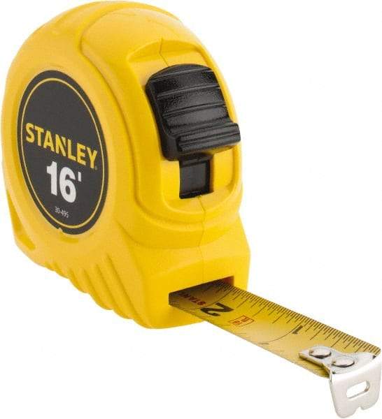 Stanley - 16' x 3/4" Yellow Blade Tape Measure - 1/32 & 1/16" Graduation, Inch Graduation Style, Yellow Case - Caliber Tooling