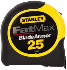 Stanley - 25' x 1-1/4" Yellow Blade Tape Measure - 1/16" Graduation, Inch Graduation Style, Yellow/Black Case - Caliber Tooling