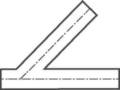 VNE - 1", Unpolished Style, Sanitary Stainless Steel Pipe 45° Lateral - Butt Weld x Butt Weld x Butt Weld Connection, Grade 304 - Caliber Tooling