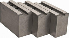 Abbott Workholding Products - 15 to 18" Chuck Capacity, 1.5mm x 60° Serrated Attachment, Square Soft Lathe Chuck Jaw - 3 Jaws, Steel, 1.6929" Btw Mount Hole Ctrs, 6-1/2" Long x 2-1/2" Wide x 4" High, 0.8661" Groove, 0.7874" & 20mm Fastener - Caliber Tooling