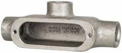 Cooper Crouse-Hinds - Form 5, T Body, 1/2" Trade, Rigid Malleable Iron Conduit Body - Oval, 5.38" OAL, 6 cc Capacity, Gray - Caliber Tooling