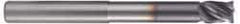 Accupro - 1", 4 Flute, Single End, Solid Carbide, 1/8" Corner Radius End Mill - 5" OAL, Right Hand Flute, 1-1/4" LOC, Right Hand Cut, 2-3/8" Extended Reach - Caliber Tooling