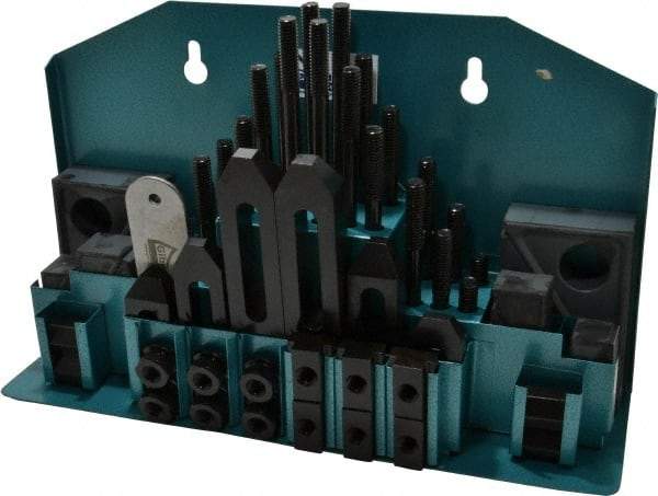 Gibraltar - 52 Piece Fixturing Step Block & Clamp Set with 1" Step Block, 9/16" T-Slot, 3/8-16 Stud Thread - 7/8" Nut Width, 3, 4, 5, 6, 7 & 8" Stud Lengths - Caliber Tooling