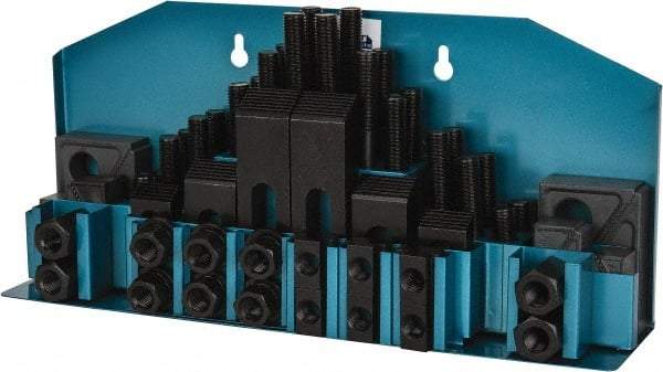 Gibraltar - 52 Piece Fixturing Step Block & Clamp Set with 25mm Step Block, 18mm T-Slot, M16x2.0 Stud Thread - 29mm Nut Width, 80, 110, 125, 150, 175 & 200mm Stud Lengths - Caliber Tooling