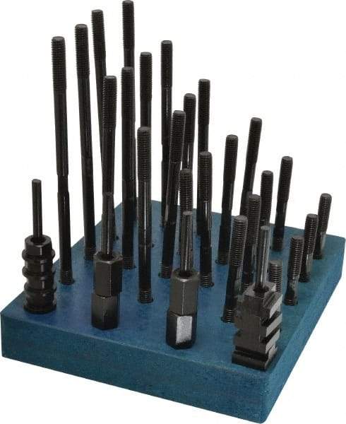 Gibraltar - 38 Piece, 3/8-16 Stud, 1/2" T Slot, T Nut & Stud Kit - 7/8" T-Slot Nut Width, 3, 4, 5, 6, 7, 8" Stud Lengths - Caliber Tooling