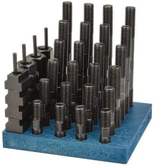 Gibraltar - 38 Piece, 3/4-10 Stud, 13/16" T Slot, T Nut & Stud Kit - 1-1/4" T-Slot Nut Width, 3, 4, 5, 6, 7, 8" Stud Lengths - Caliber Tooling