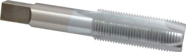 Made in USA - 3/4-16 UNF, 3 Flute, Chrome Finish, High Speed Steel Spiral Point Tap - Plug Chamfer, Right Hand Thread, 4-1/4" OAL, 2" Thread Length, 0.59" Shank Diam, 3B Class of Fit - Exact Industrial Supply