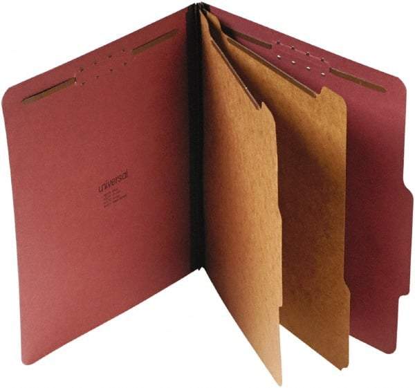 UNIVERSAL - 8-1/2 x 11", Letter Size, Red, Classification Folders with Top Tab Fastener - 25 Point Stock, Right of Center Tab Cut Location - Caliber Tooling