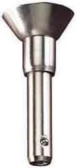 Jergens - 3/8" Diam, 4" Usable Length, Button Handle, Push Button Quick Release Pin - 5-13/32" Overall Length, Grade 17-4 Stainless Steel, Passivated Finish - Caliber Tooling