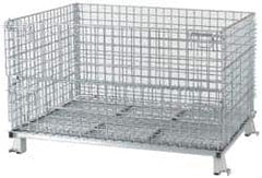 Nashville Wire - 48" Long x 40" Wide x 24" High Steel Basket-Style Bulk Folding Wire Stackable Container - 4,000 Lb. Load Capacity - Caliber Tooling