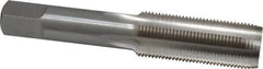 Interstate - 3/4-18 UNS 3B 4 Flute Bright Finish High Speed Steel Straight Flute Standard Hand Tap - Plug, Right Hand Thread, 4-1/4" OAL, H3 Limit, Oversize - Exact Industrial Supply